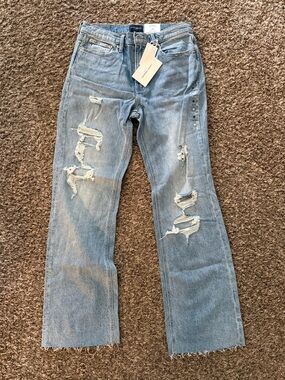 Lucky Brand Light Blue Distressed Wide-Leg Jeans